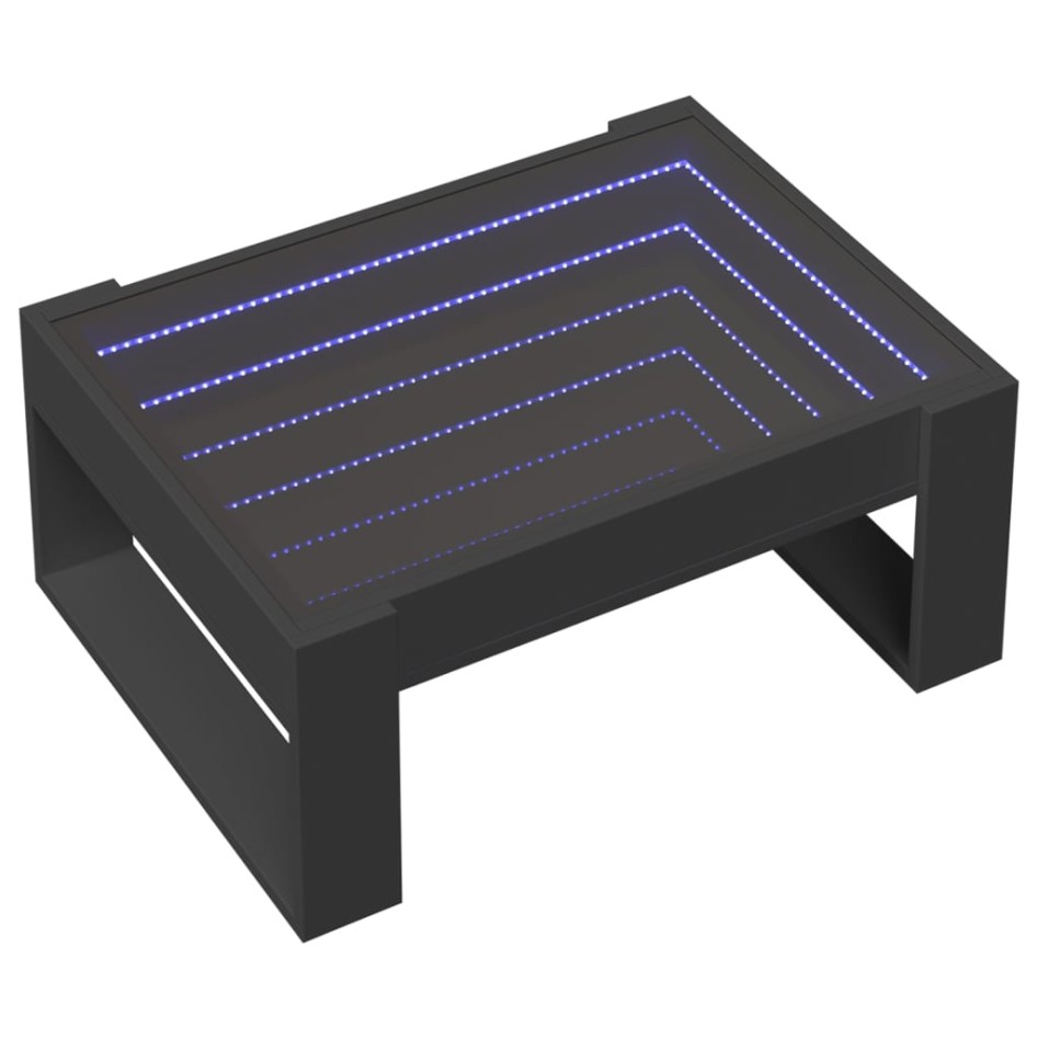 Mesa de centro con Infinity LED negro 70x53x30