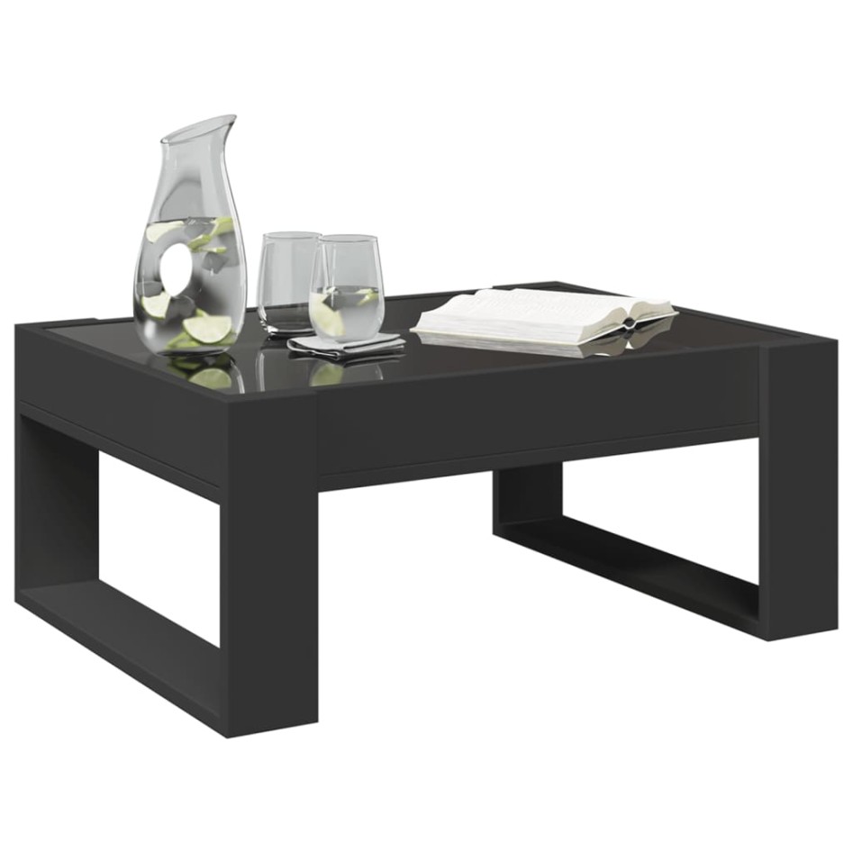 Mesa de centro con Infinity LED negro 70x53x30