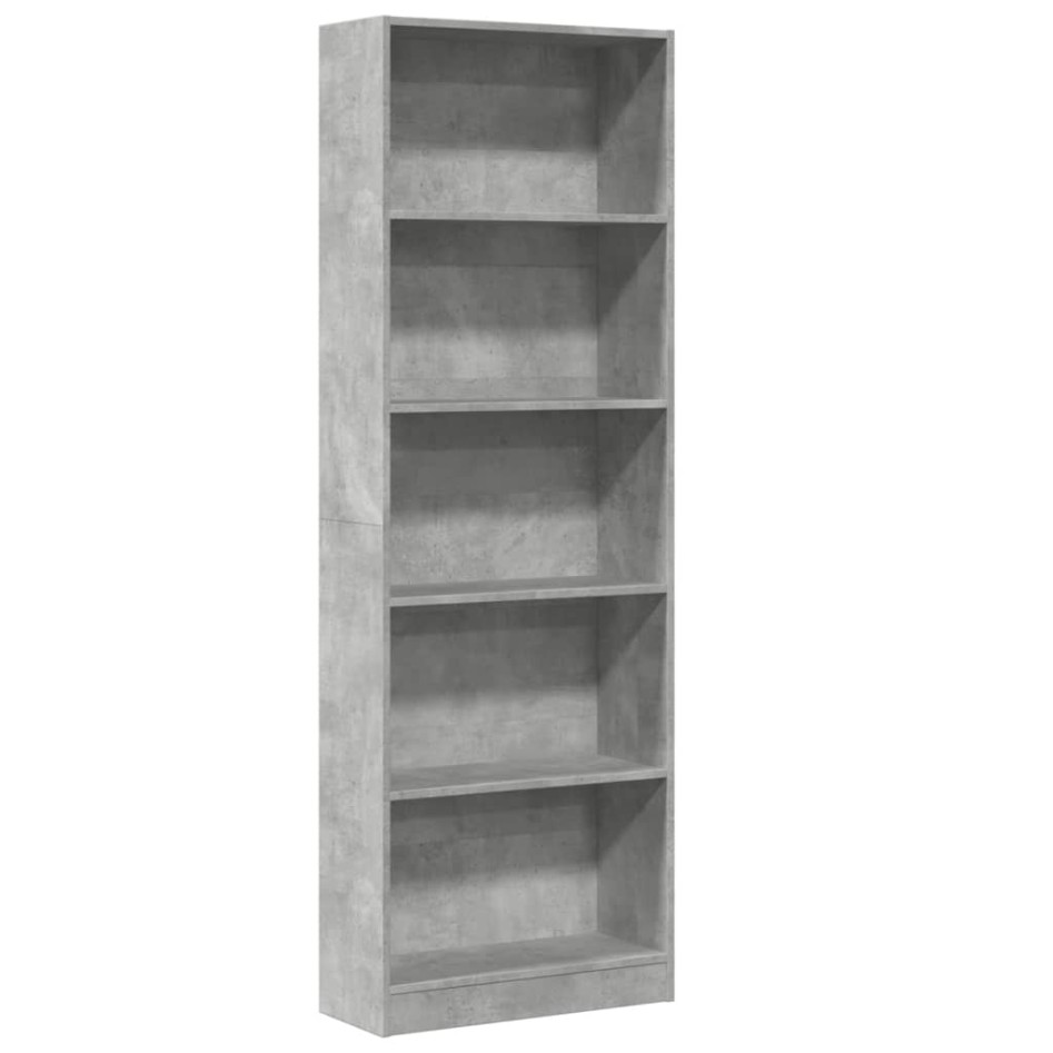 Estantería de madera de ingeniería gris hormigón 60x24x176