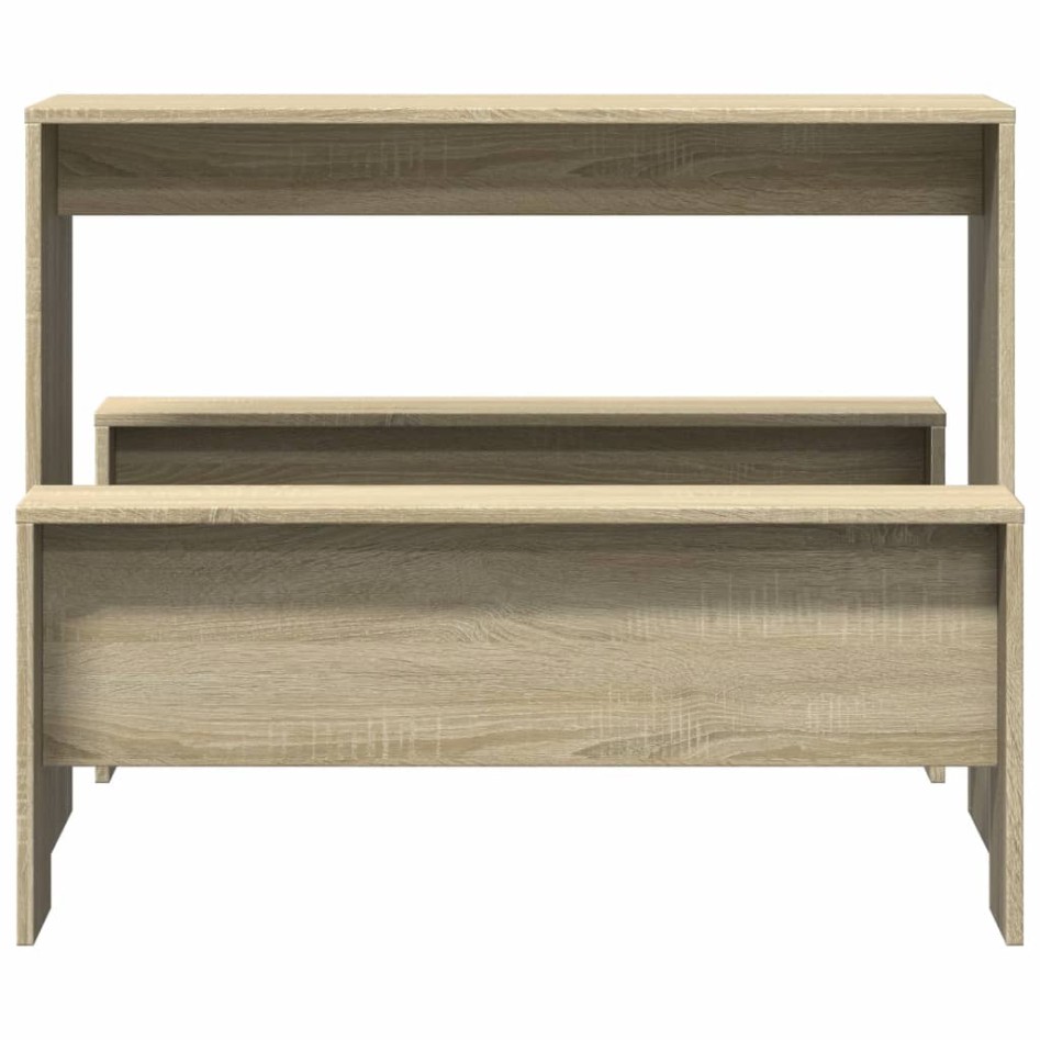 Mesa y bancos de comedor 3 pzas madera ingeniería roble