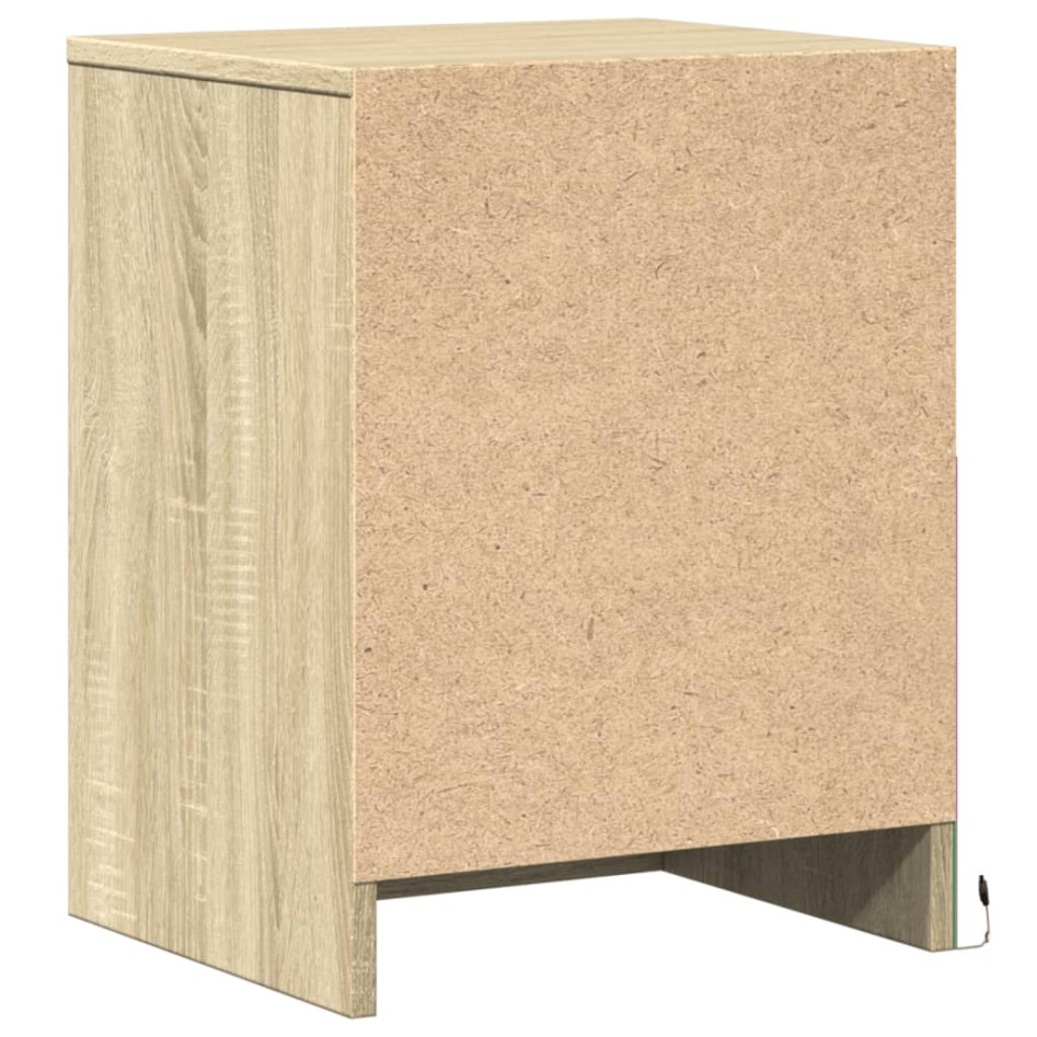 Mesitas de noche luces LED 2 uds madera ingeniería roble