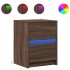 Mesitas de noche luces LED 2 uds madera ingeniería roble