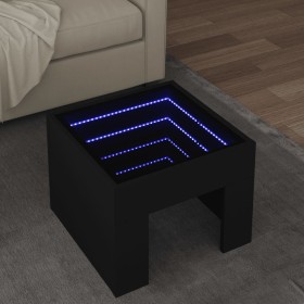 Mesa de centro con Infinity LED negro 40x40x30