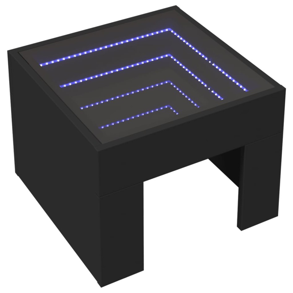 Mesa de centro con Infinity LED negro 40x40x30