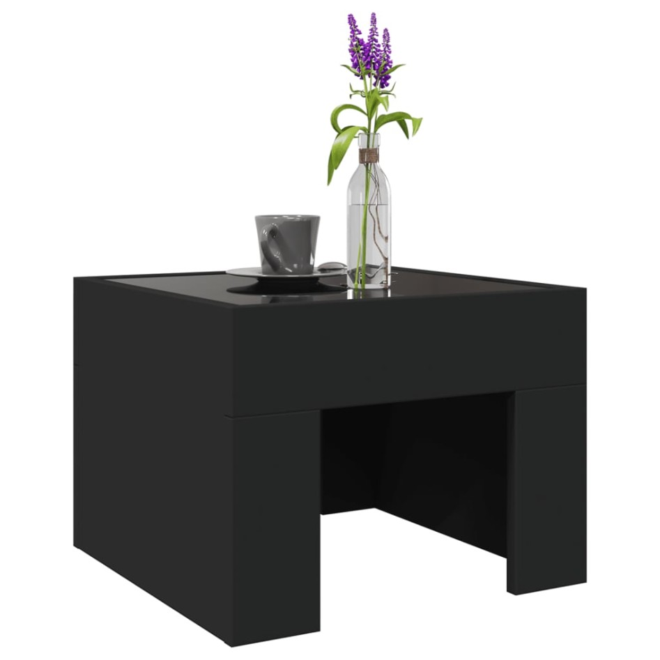 Mesa de centro con Infinity LED negro 40x40x30
