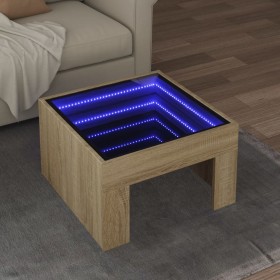 Mesa de centro con Infinity LED roble Sonoma 50x50x30