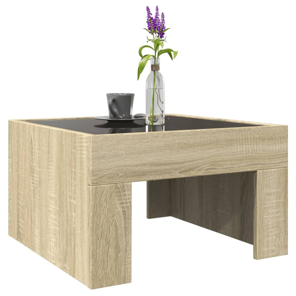 Mesa de centro con Infinity LED roble Sonoma 50x50x30