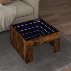 Mesa de centro con Infinity LED roble ahumado 50x50x30