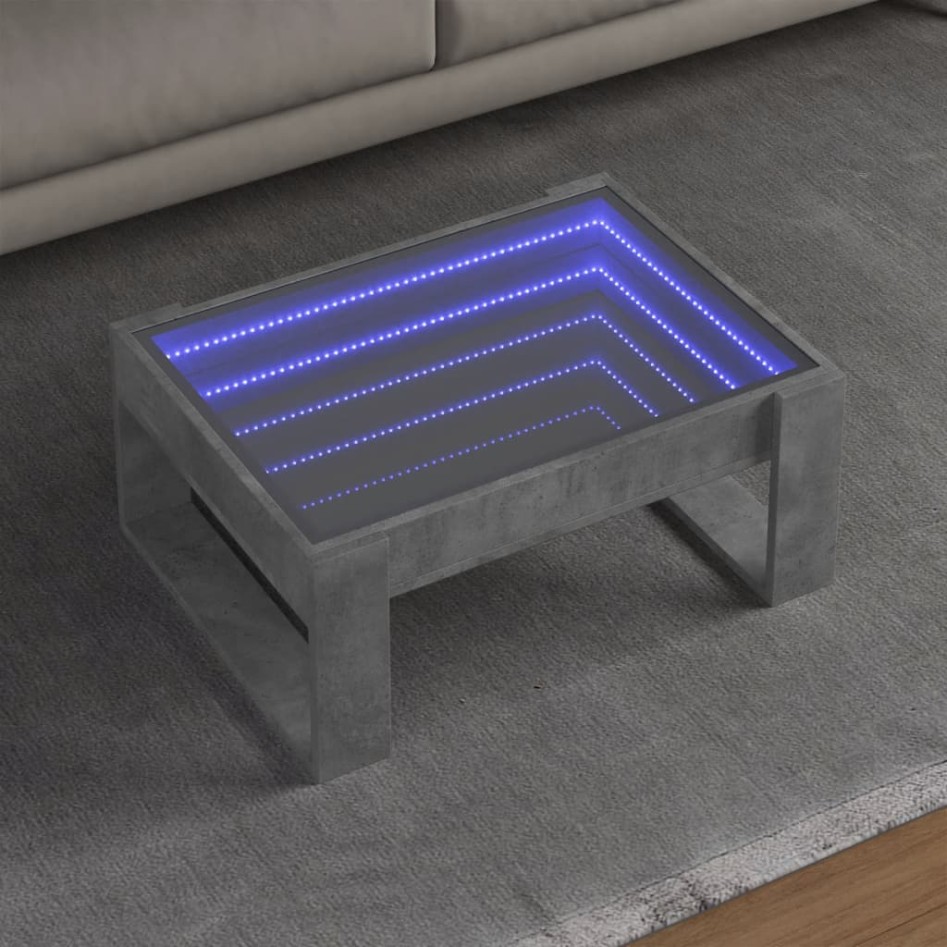 Mesa de centro con Infinity LED gris hormigón 70x53x30
