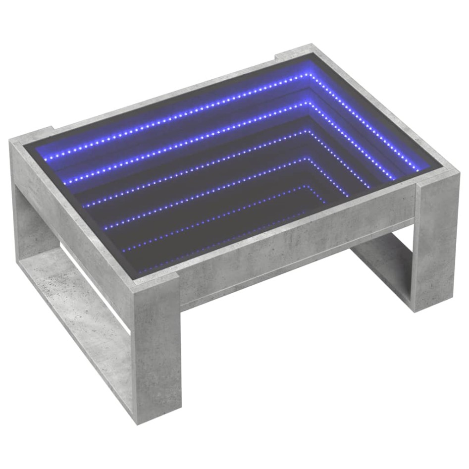 Mesa de centro con Infinity LED gris hormigón 70x53x30