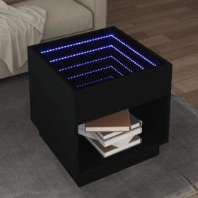 Mesa de centro con Infinity LED negro 50x50x50