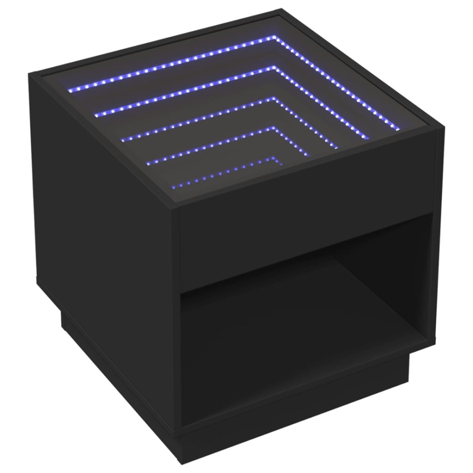 Mesa de centro con Infinity LED negro 50x50x50