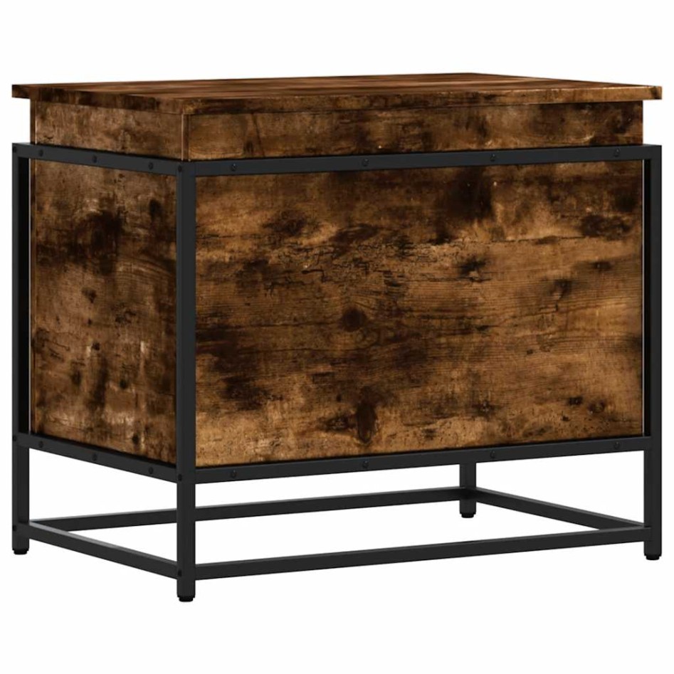 Caja de almacenaje con tapa madera roble ahumado 60x40x51,5