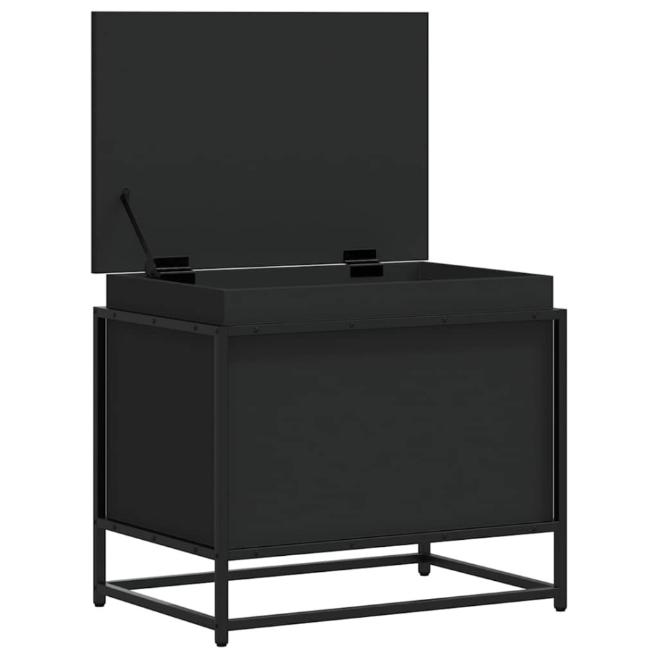 Caja almacenaje con tapa madera ingeniería negro 60x40x51,5