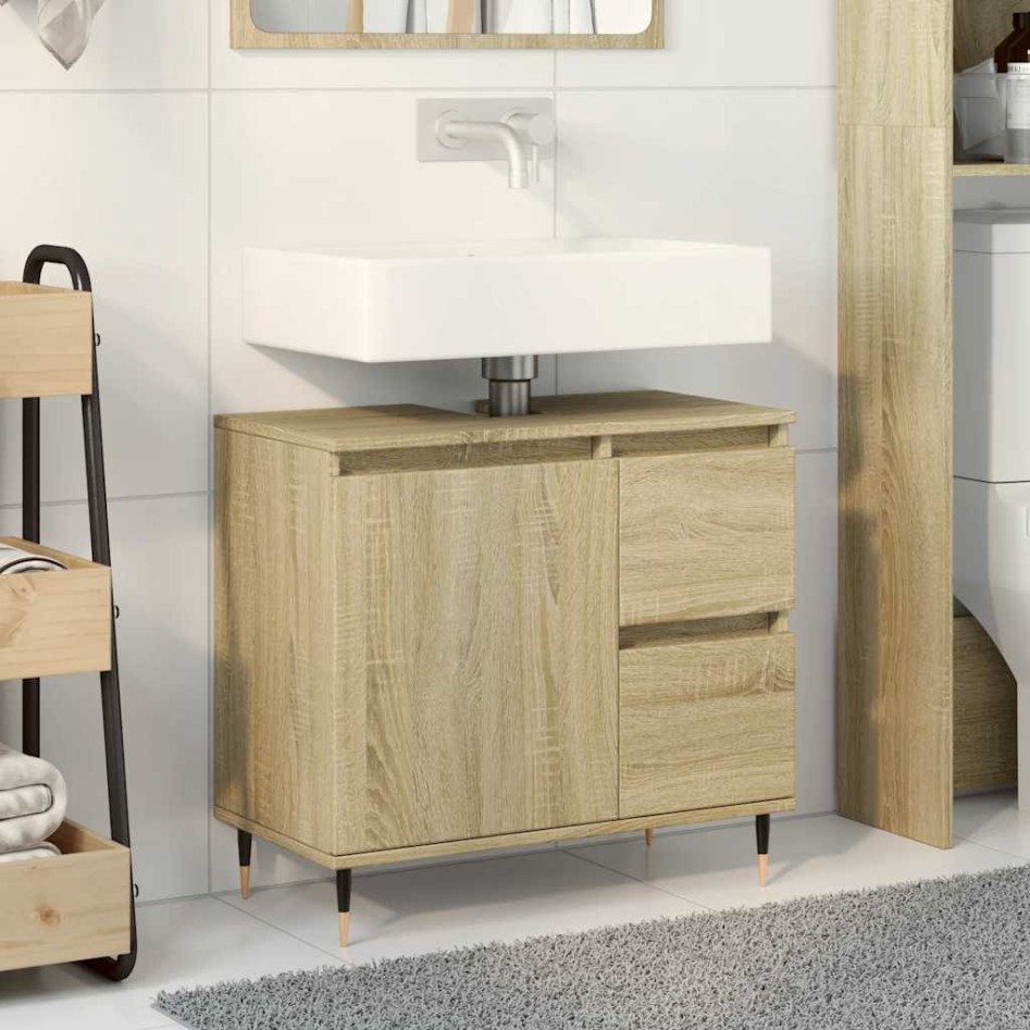 Armario de lavabo de baño madera roble Sonoma 65x33x60