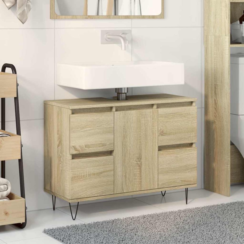 Mueble de baño madera de ingeniería roble Sonoma 80x33x60
