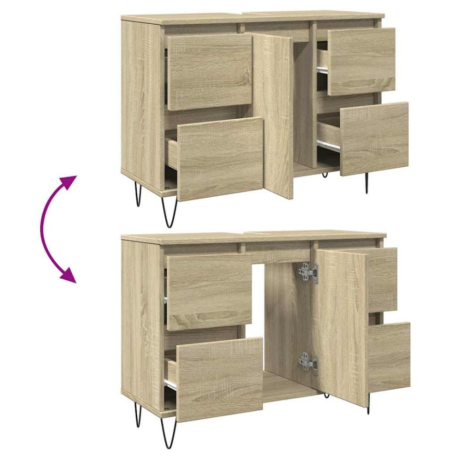 Mueble de baño madera de ingeniería roble Sonoma 80x33x60