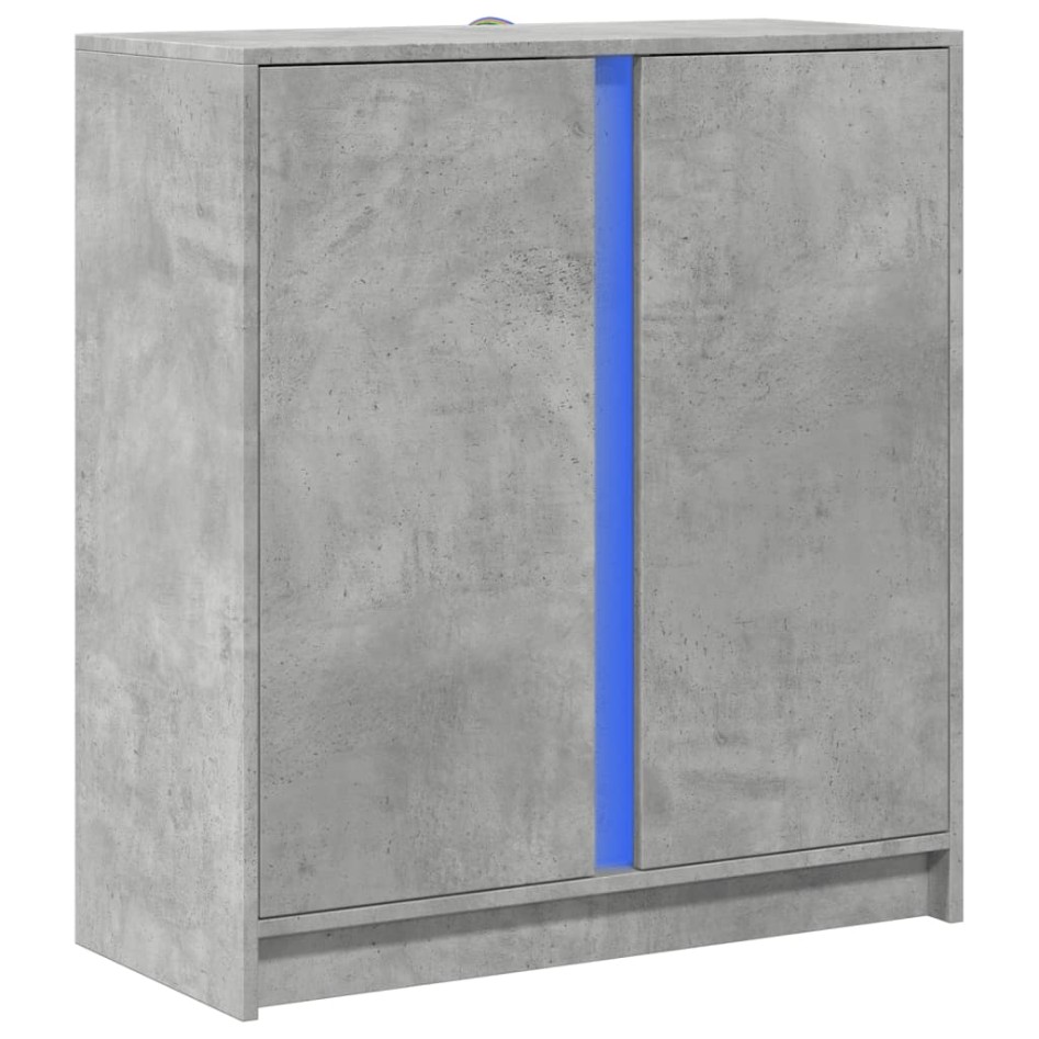 Aparador con LED madera ingeniería gris hormigón 77x34x85