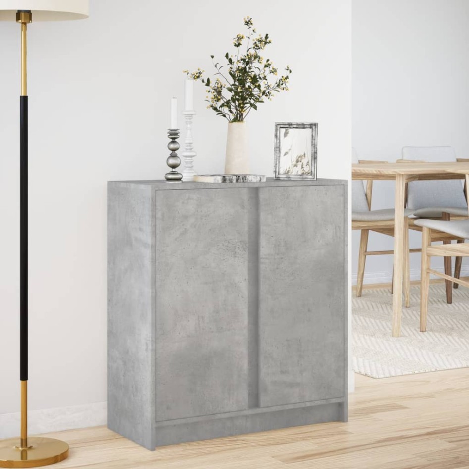 Aparador con LED madera ingeniería gris hormigón 77x34x85