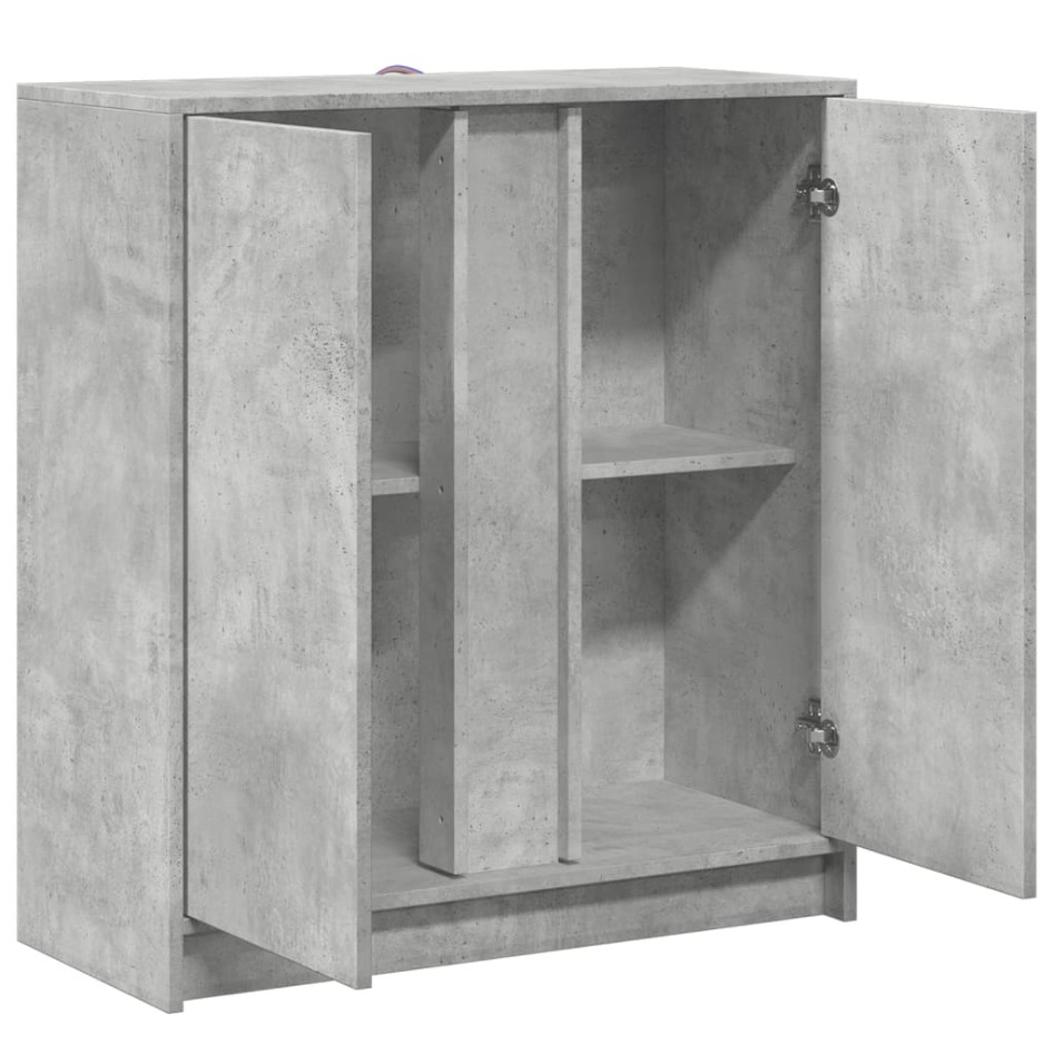 Aparador con LED madera ingeniería gris hormigón 77x34x85