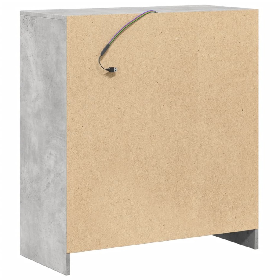 Aparador con LED madera ingeniería gris hormigón 77x34x85