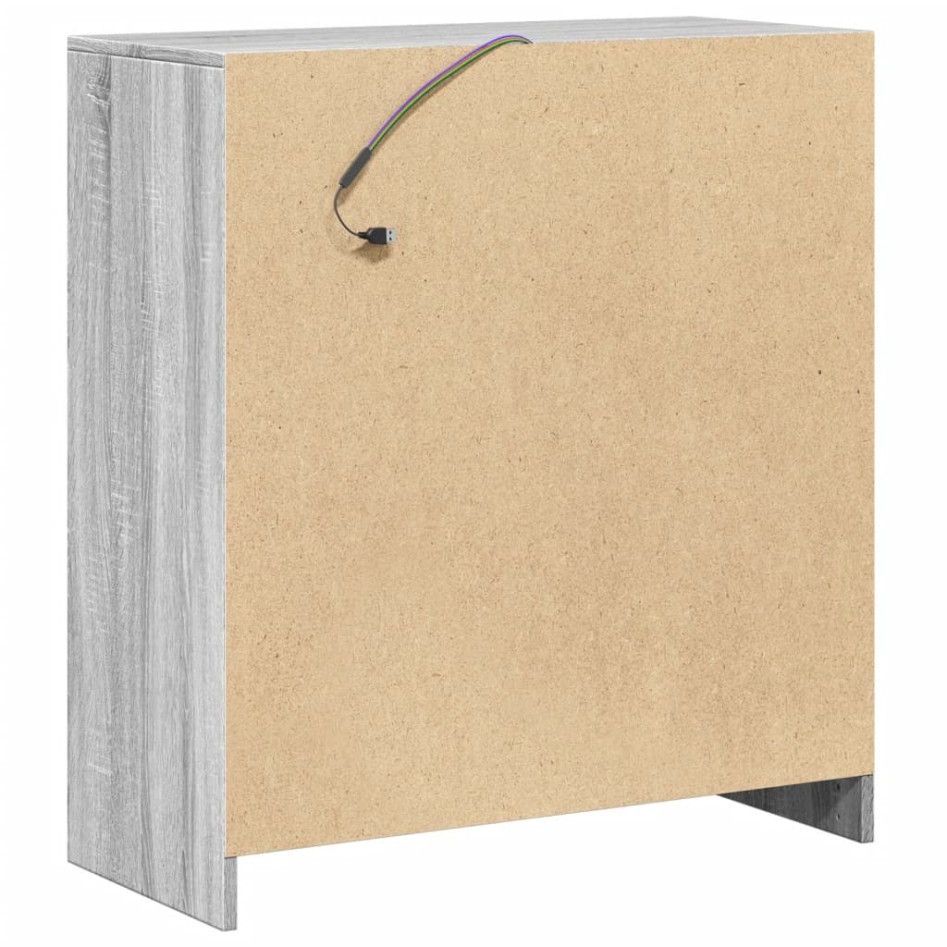 Aparador con LED madera de ingeniería gris Sonoma 77x34x85