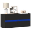 Mueble de TV de pared con luces LED negro 100x31x45 cm