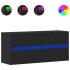 Mueble de TV de pared con luces LED negro 100x31x45