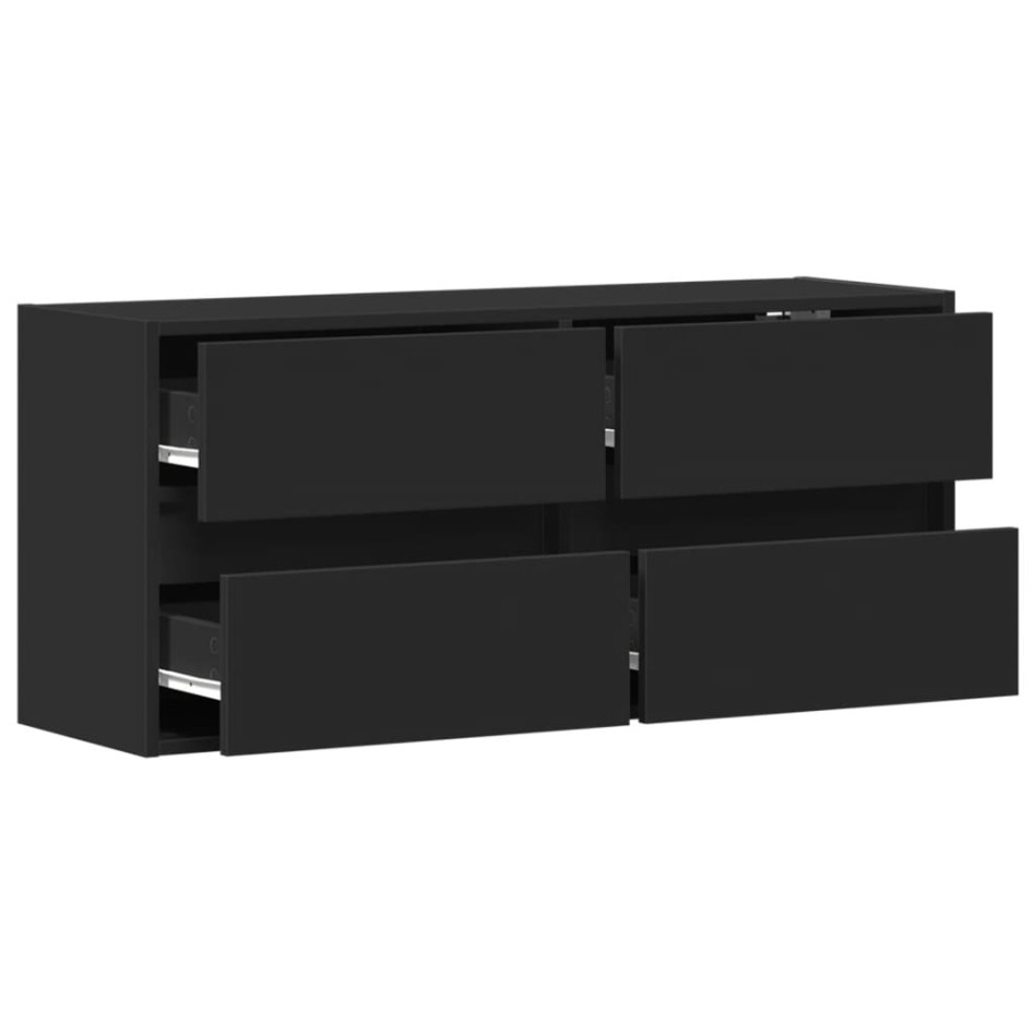 Mueble de TV de pared con luces LED negro 100x31x45
