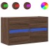 Mueble de TV de pared con luces LED marrón roble 80x31x45
