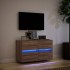 Mueble de TV de pared con luces LED marrón roble 80x31x45