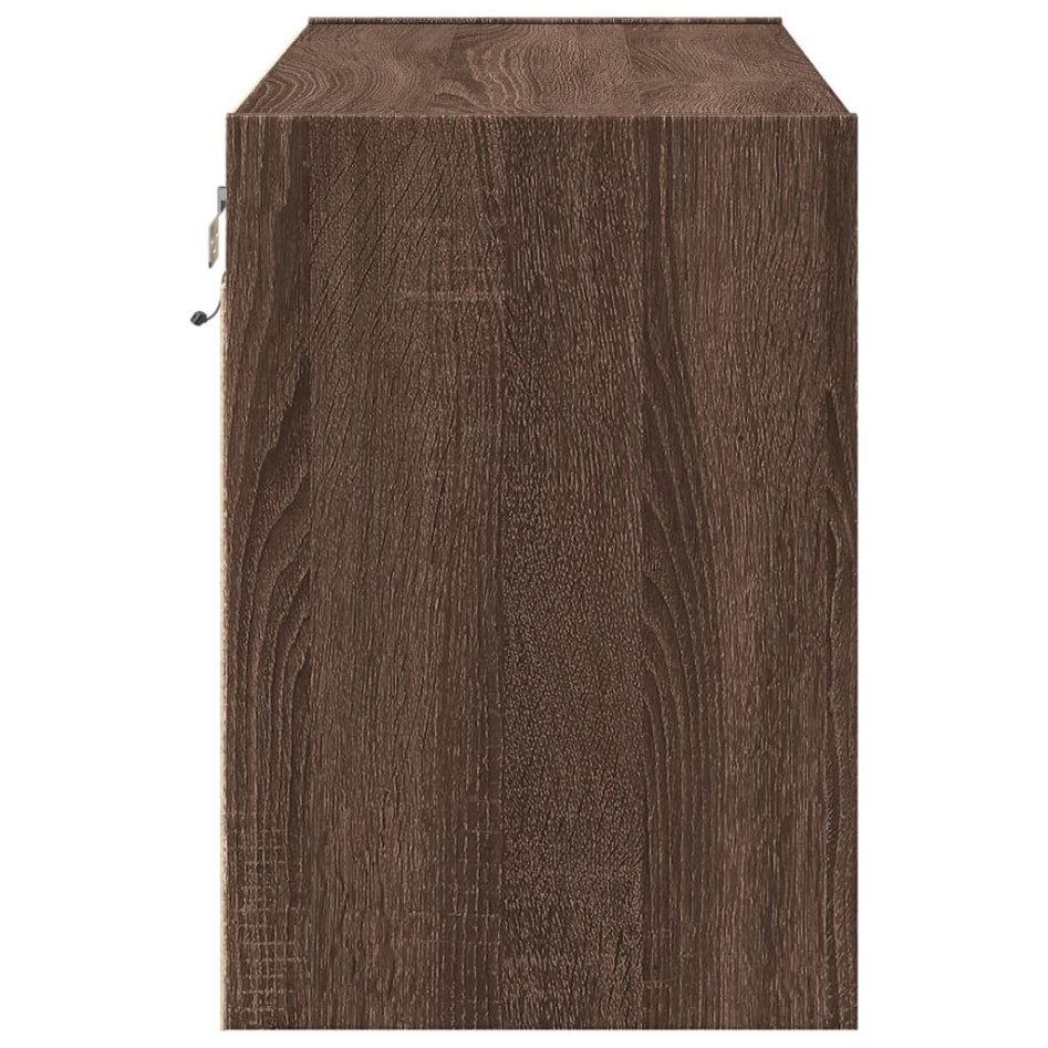 Mueble de TV de pared con luces LED marrón roble 80x31x45