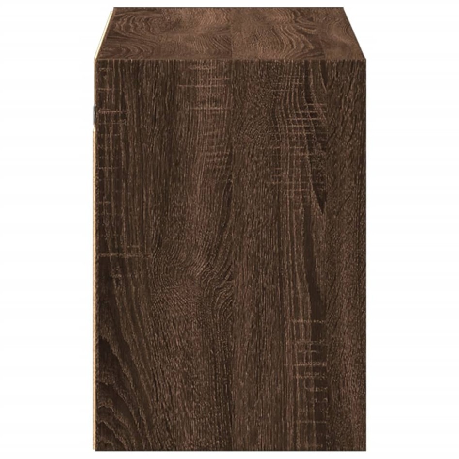 Mueble de TV de pared con luces LED marrón roble 100x31x45