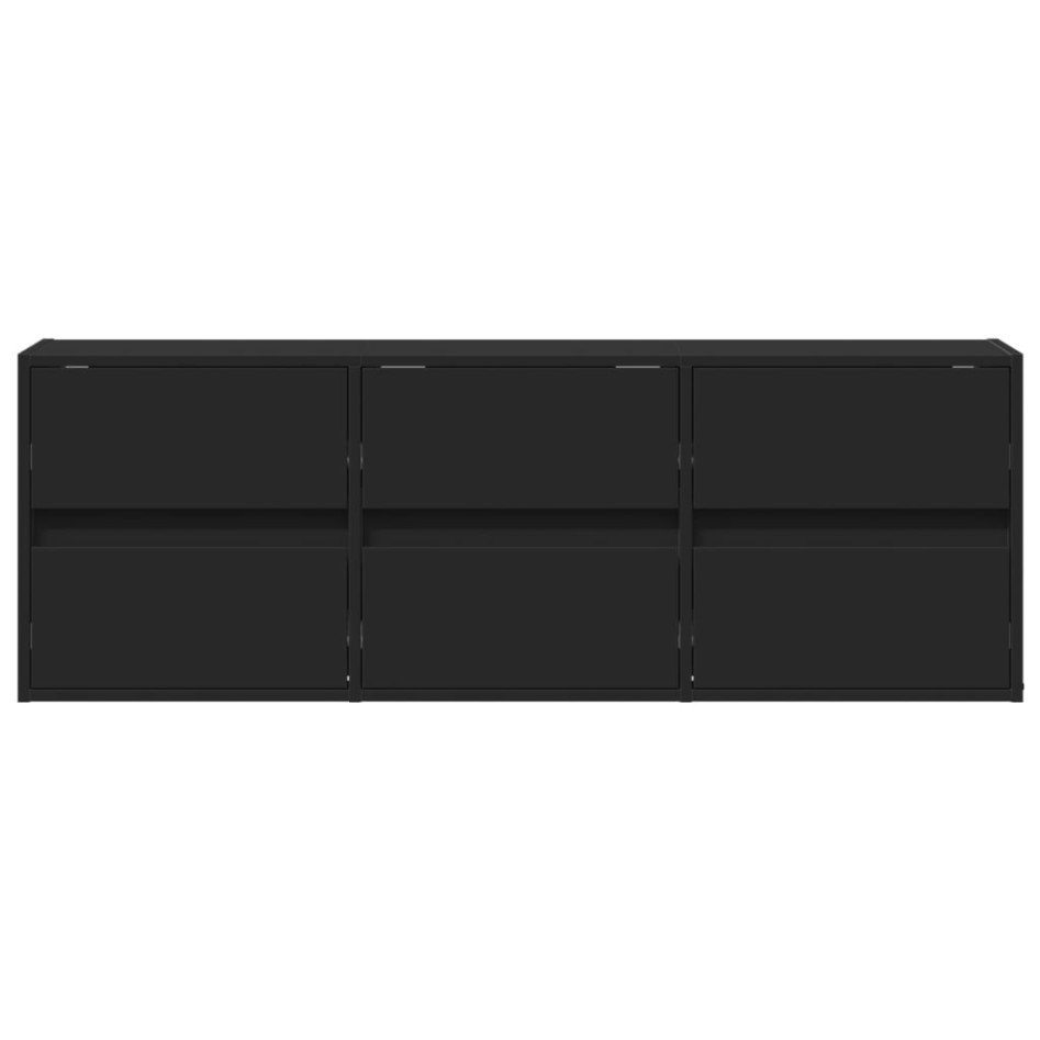 Mueble de TV de pared con luces LED negro 130x31x45