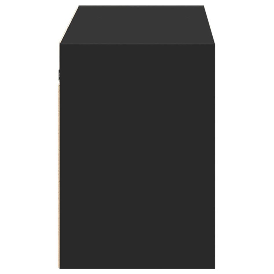 Mueble de TV de pared con luces LED negro 130x31x45