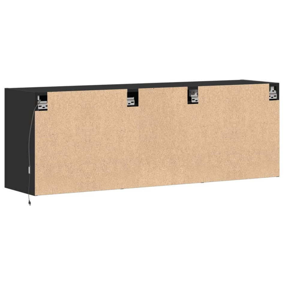 Mueble de TV de pared con luces LED negro 130x31x45