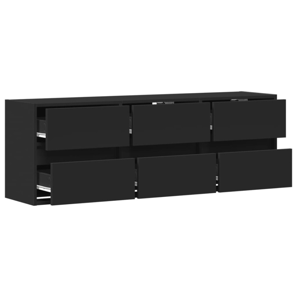 Mueble de TV de pared con luces LED negro 130x31x45