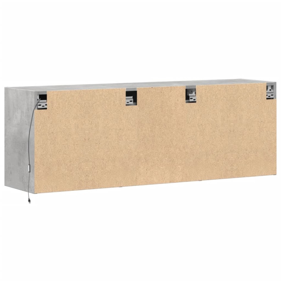 Mueble de TV de pared con luces LED gris hormigón 130x31x45
