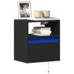 Muebles de TV de pared con luces LED 2 uds negro 41x31x45 cm