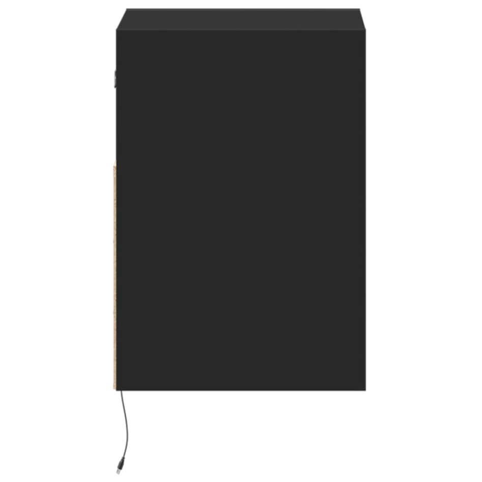 Muebles de TV de pared con luces LED 2 uds negro 41x31x45