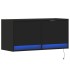 Mueble de TV de pared con luces LED negro 80x31x35