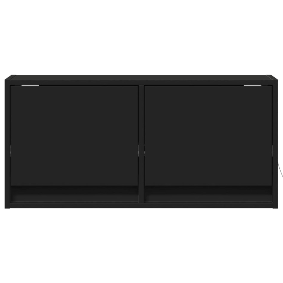 Mueble de TV de pared con luces LED negro 80x31x35