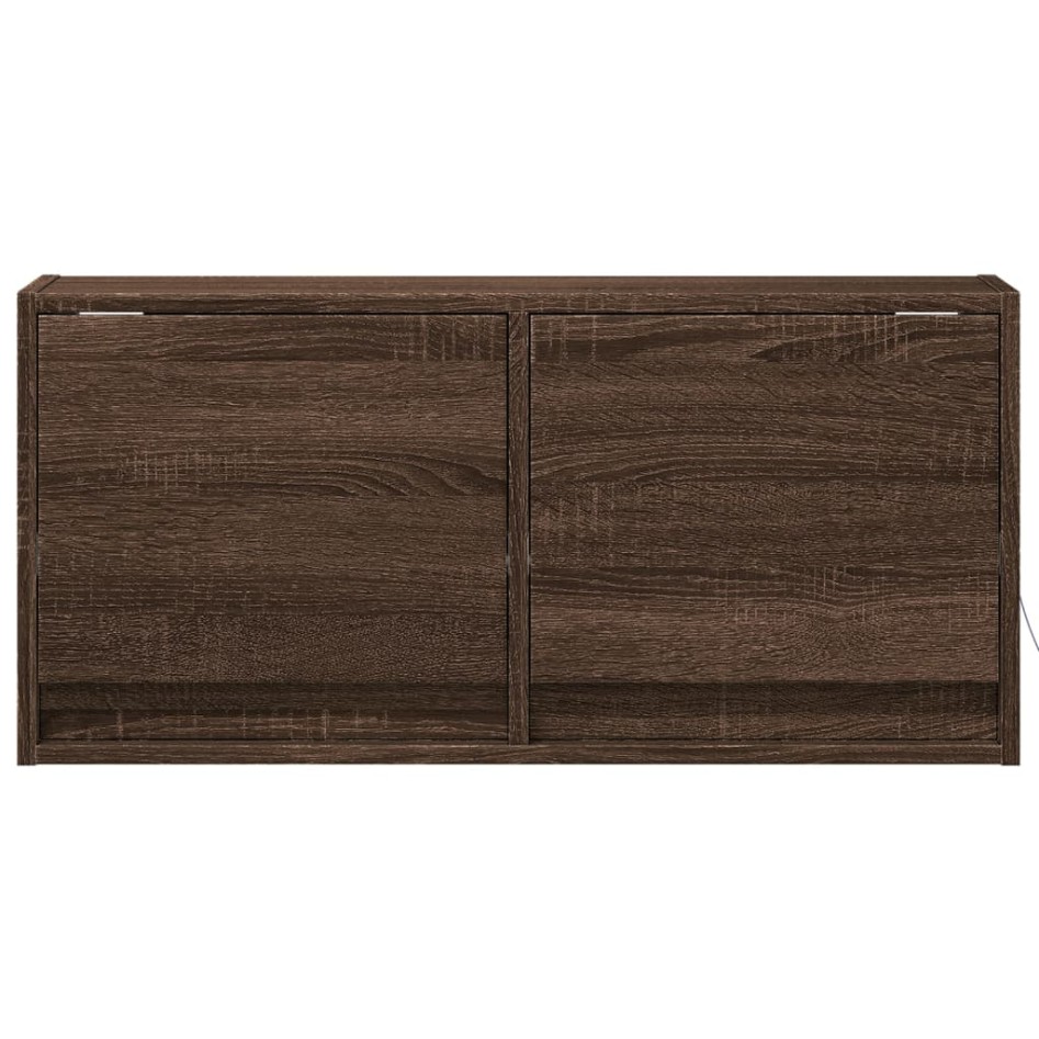 Mueble de TV de pared con luces LED roble marrón 80x31x35