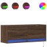 Mueble de TV de pared con luces LED marrón roble 100x31x35