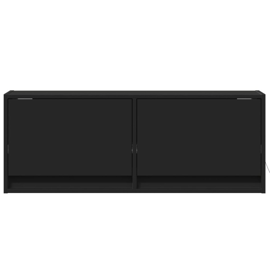 Mueble de TV de pared con luces LED negro 100x31x35