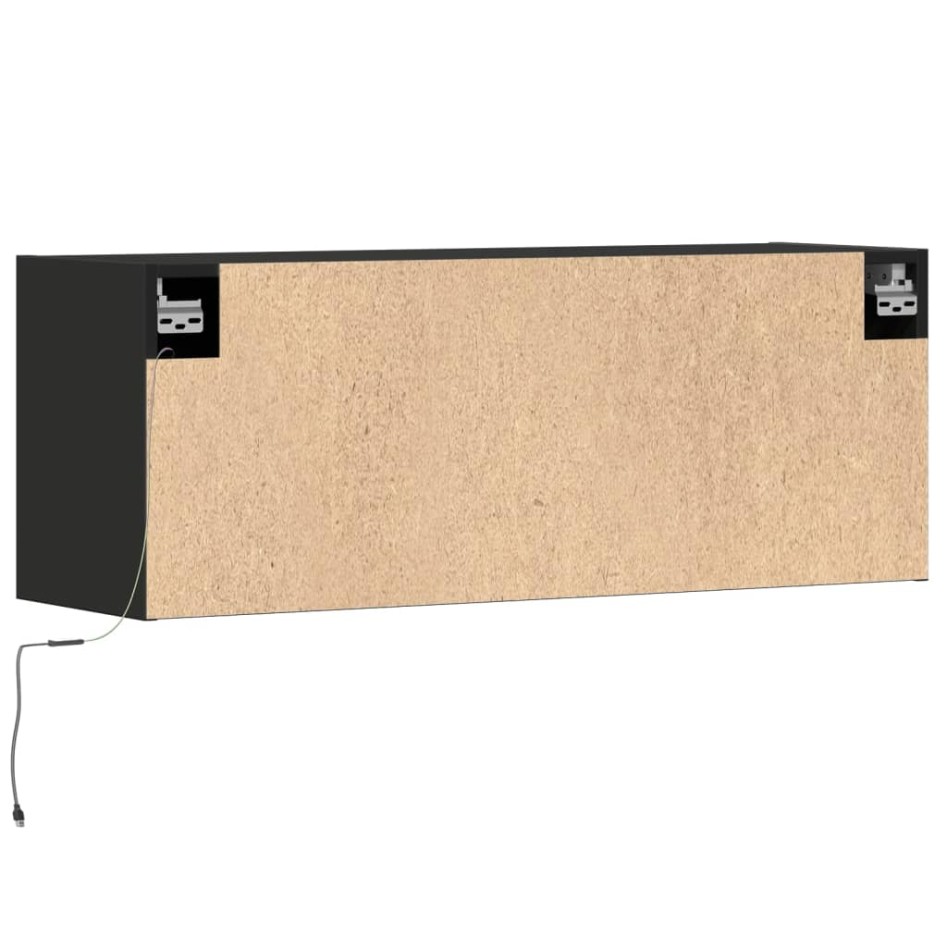 Mueble de TV de pared con luces LED negro 100x31x35