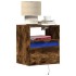 Mesitas de noche de pared con luces LED 2 uds roble