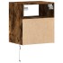 Mesitas de noche de pared con luces LED 2 uds roble