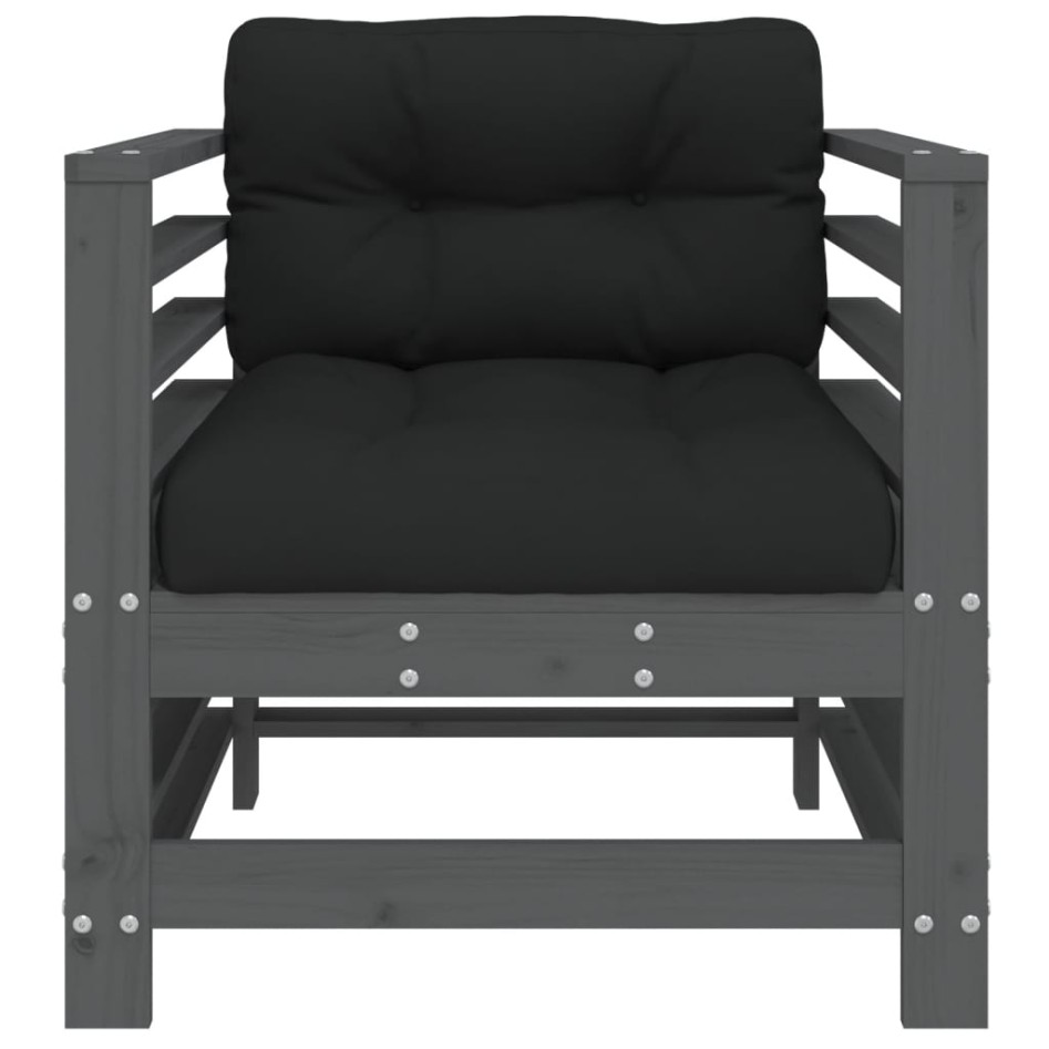 Sillones de jardín con cojines 2 uds madera maciza de pino