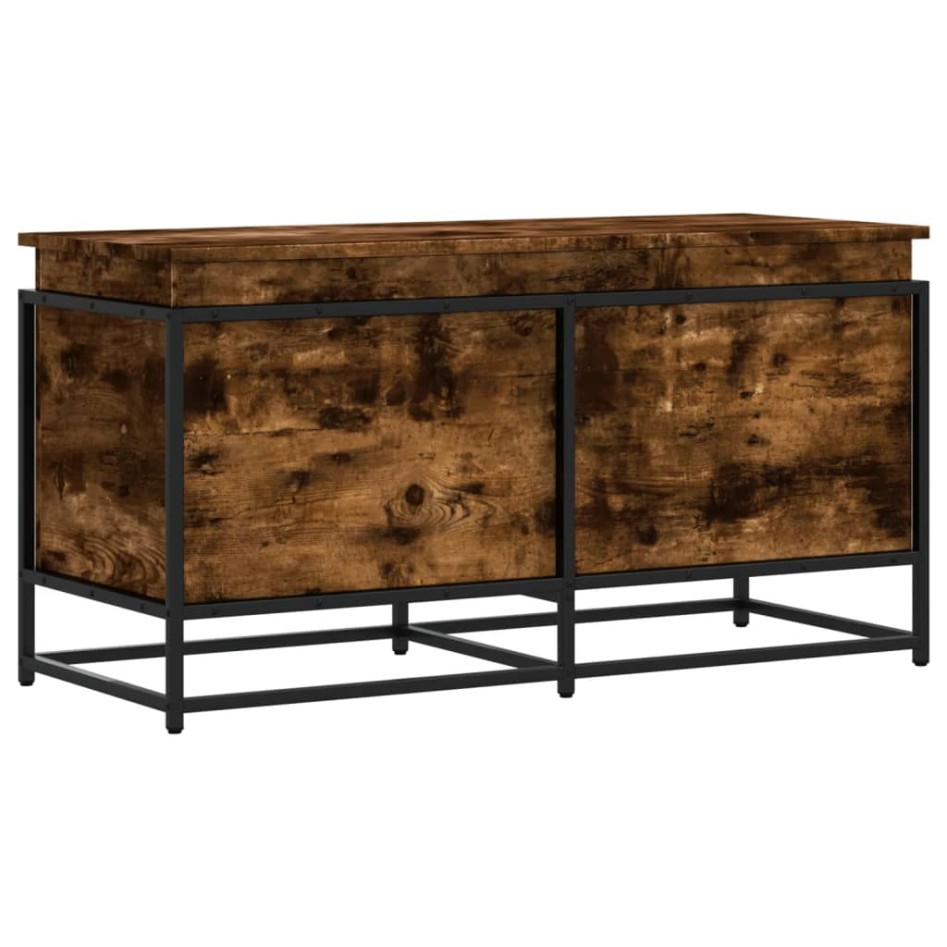 Caja de almacenaje con tapa madera roble ahumado 100x40x51,5